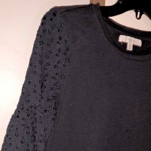 Navy Blouse with sleeve lace detail